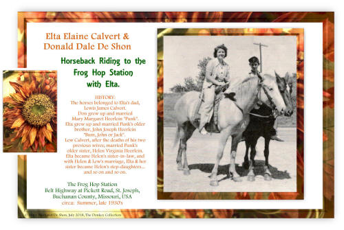 Donald Dale De Shon, Horseback Riding to the Frog Hop Station with Elta Elaine Calvert