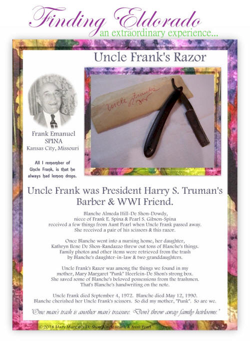 Frank E Spina, President Harry S Truman's Barber & WWI Friend, Frank Spina's Razor